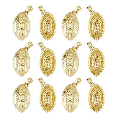 12Pcs Rugby Rack Plating Brass Pendants KK-HS0002-05-1