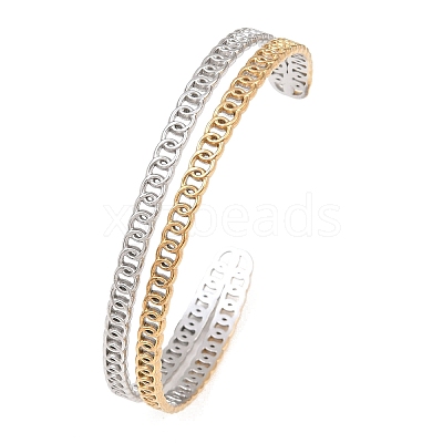 Two Tone 304 Stainless Steel Cuff Bangles for Women SA-H001-07GP-1