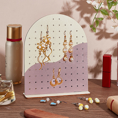 Detachable Arch-shaped Wood Earring Organizer Display Stands EDIS-WH0042-01A-1