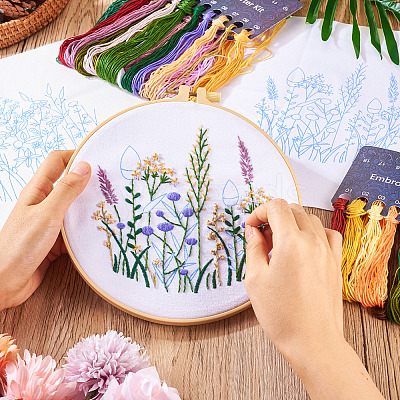 DIY Flower Pattern Embroidery Beginner Kits DIY-TAC0020-38-1