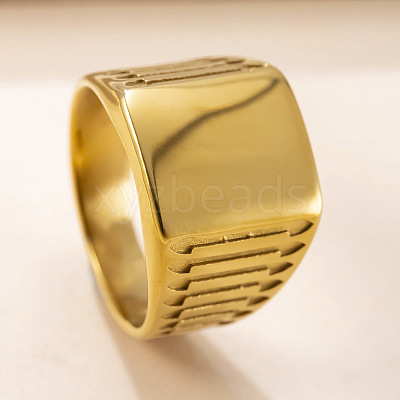 Rectangle 304 Stainless Steel Finger Rings FS-WGF3CA3-08-1