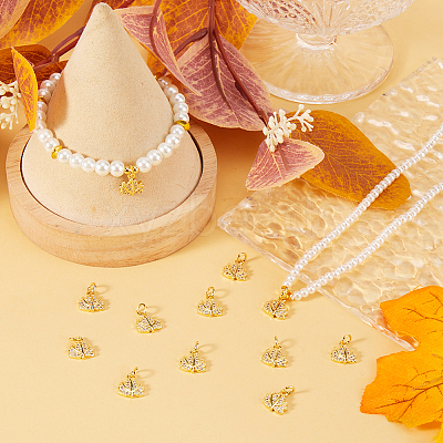 12Pcs Brass Micro Pave Cubic Zirconia Charms ZIRC-BBC0002-78-1