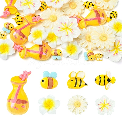 35Pcs 7 Styles Opaque Resin Cabochons RESI-YW0006-45-1