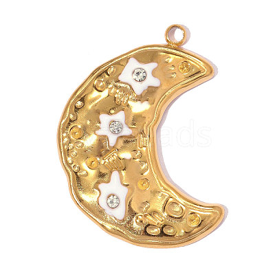 304 Stainless Steel with White Enamel Pendants SA-OY001-38G-1