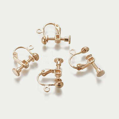 Rack Plated Brass Screw Clip-on Earring Findings KK-P169-04KCG-1