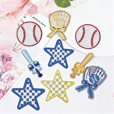 16Pcs 7 Styles Sports Theme Polyester Iron on/Sew on Patches DIY-GF0013-80-1