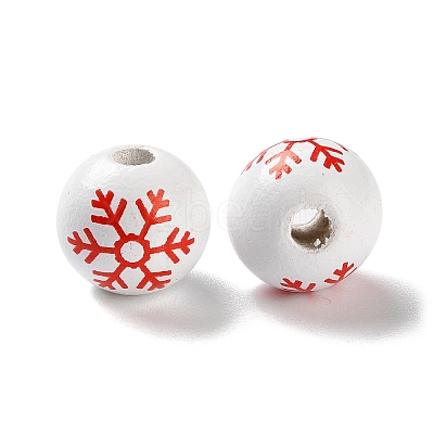 Printed Wood European Beads WOOD-Z002-08D-1