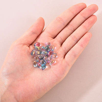 Transparent Spray Painted Glass Charms GLAA-YW0001-12-1