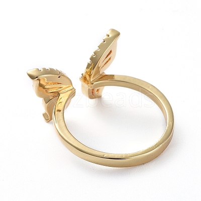 Adjustable Brass Cuff Finger Rings RJEW-G096-03G-1