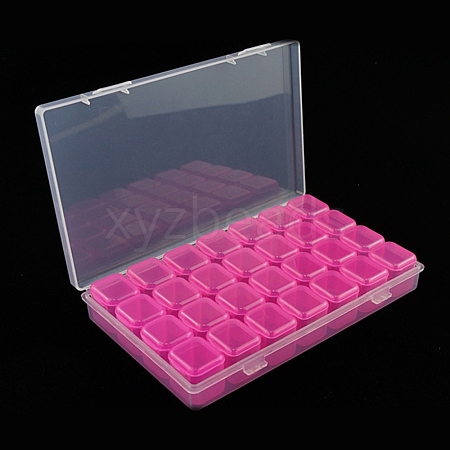 Transparent Plastic 28 Grids Bead Containers CON-PW0001-031B-1