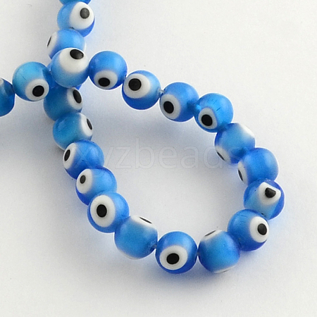 Round Handmade Evil Eye Lampwork Beads LAMP-R114-6mm-03-1