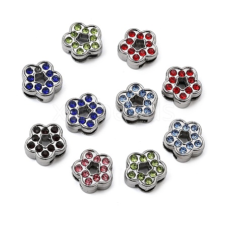 Alloy with Rhinestone Slide Charms RB-NH0002-04P-1
