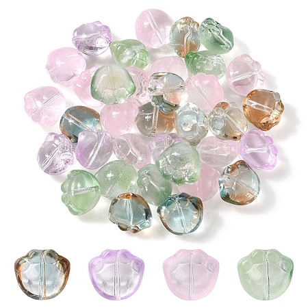 35Pcs Transparent Spray Painted Glass Beads GLAA-YW0001-72-1