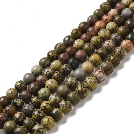 Natural Dendritic Jasper Beads Strands G-D481-16-1