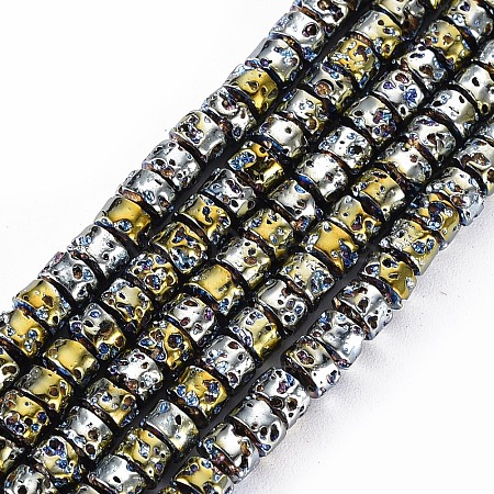 Electroplated Natural Lava Rock Beads Strands G-T114-68C-1