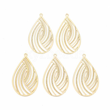 Rack Plating 304 Stainless Steel Filigree Pendants STAS-T057-30G-1