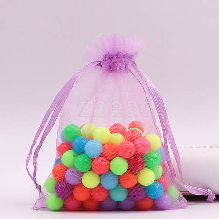 Rectangle Organza Drawstring Bags CON-PW0001-054D-22-1