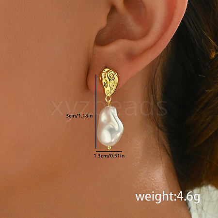 Vintage Brass Jewelry with Imitation Pearl Pendant Stud Earrings VZ9917-3-1