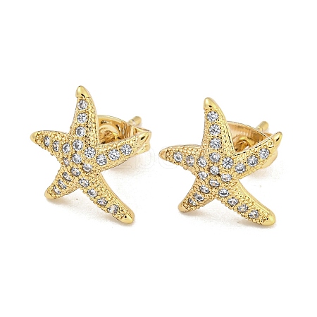 Brass Micro Pave Cubic Zirconia Ear Studs EJEW-P261-26E-G-1