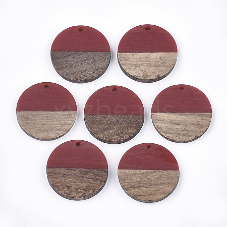 Resin & Walnut Wood Pendants X-RESI-S358-02B-12-1