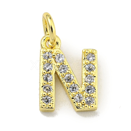 Letter Brass Micro Pave Clear Cubic Zirconia Pendants KK-K354-06G-N-1