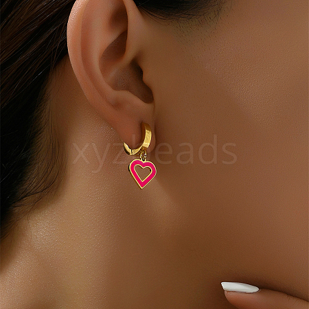 201 Stainless Steel Minimalist Heart-shaped Earrings for Women Vacation Date Casual Gift WC5302-1