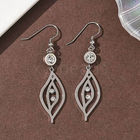 304 Stainless Steel Leaf Dangle Earrings Hand Polished EJEW-Z129-13P-1