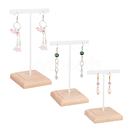 3Pcs 3 Sizes Iron T Bar Earring Display Stands EDIS-WH0012-36B-1