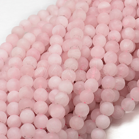 Frosted Natural Rose Quartz Bead Strands G-J120-30-6mm-1