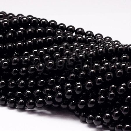 Natural Black Tourmaline Beads Strands G-P132-16-8mm-1