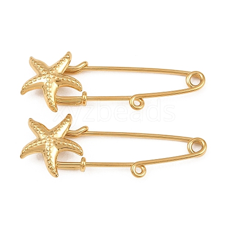Starfish 304 Stainless Steel Safety Pins Brooch Findings SA-CBA098D-16I-G01-1