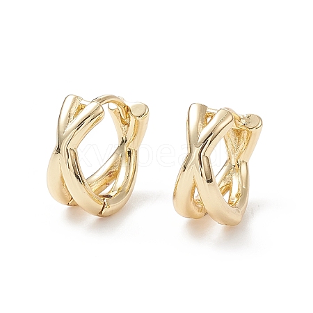 Rack Plating Brass Criss Cross Hoop Earrings for Women X-EJEW-B014-15G-1