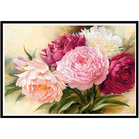 DIY 5D Flower Pattern Canvas Diamond Painting Kits DIY-C021-09-1