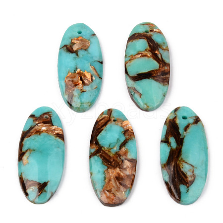 Assembled Natural Bronzite and Synthetic Turquoise Pendants G-N330-016-1
