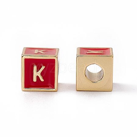 Rack Plating Brass Enamel Beads KK-B060-04G-03K-1