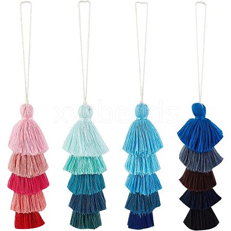 Olycraft 4Pcs 4 Colors Cotton Layered Tassel Pendant Decorations AJEW-OC0003-43-1