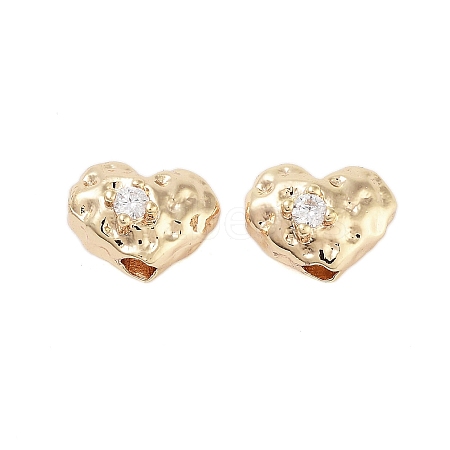 Brass Micro Pave Clear Cubic Zirconia Beads KK-Z059-05G-1