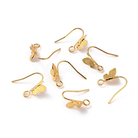 Brass Butterfly Earring Hooks EJEW-WH0015-12G-1