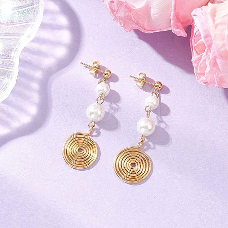Glass Pearl Dangle Stud Earrings EJEW-JE06543-03-1