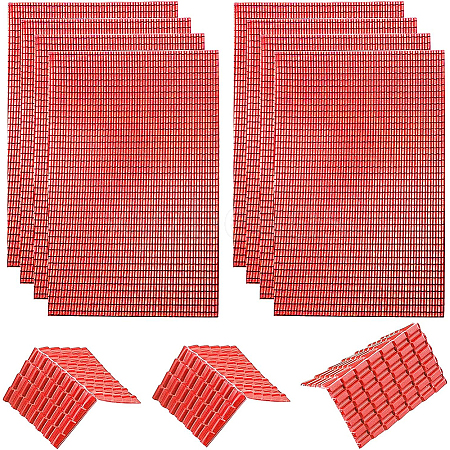 BENECREAT 8 Sheets 2 Style Plastic Roof Tiles DIY-BC0005-24B-1