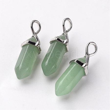 Bullet Natural Green Aventurine Pointed Pendants G-E332-A07-1