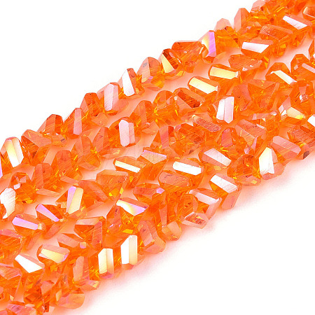 Electroplate Transparent Glass Beads Strands GLAA-N021-4mm-09-1