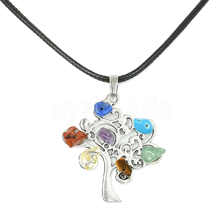 Alloy Tree of Life Pendant Necklaces NJEW-JN04559-02-1