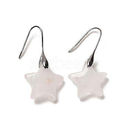 Natural Quartz Crystal Star Dangle Earrings EJEW-I315-03P-09-1