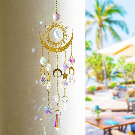 Metal Sun Moon Hanging Ornaments PW-WG92911-01-1