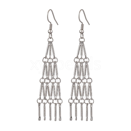 304 Stainless Steel Link Bar Dangle Earrings EJEW-JE05966-02-1