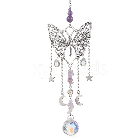 Alloy Butterfly Pendant Decorations HJEW-TA00238-1