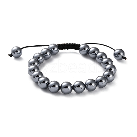 Natural Terahertz Stone Braided Beaded Bracelets for Men Women BJEW-G728-01-1