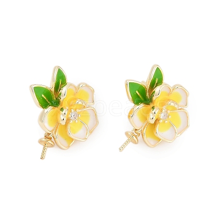 Brass Enamel Stud Earring Findings LS-ZIRC-P122-08G-1
