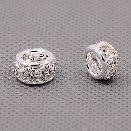 Brass Rhinestone European Beads RB-A050-H5mm-01S-1